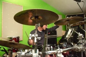 Joe drumming behind the scenes