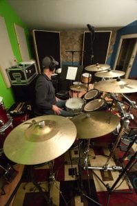 Joe drumming behind the scenes